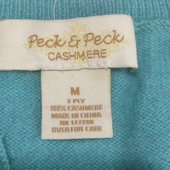 PECK & Peck 💯 Cashmere V-Neck Sweater Size M - Picture 5 of 13